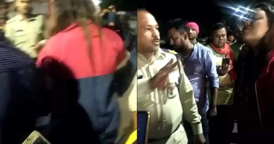 madhya-pradesh-jabalpur-news-drunk-girl-started-harassing-jabalpur-police-on-road-video-goes-vira