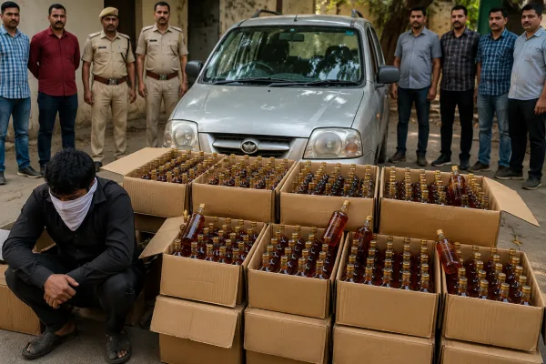 दिल्ली में कार से जा रही थी 850 क्वार्टर अवैध शराब, पुलिस ने घेराबंदी कर युवक को दबोचा