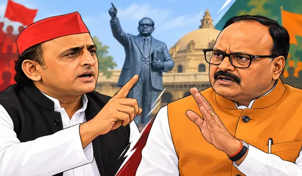 अखिलेश के आरोपों पर ब्रजेश पाठक का पलटवार, अंबेडकर प्रतिमाओं पर छिड़ी बहस
